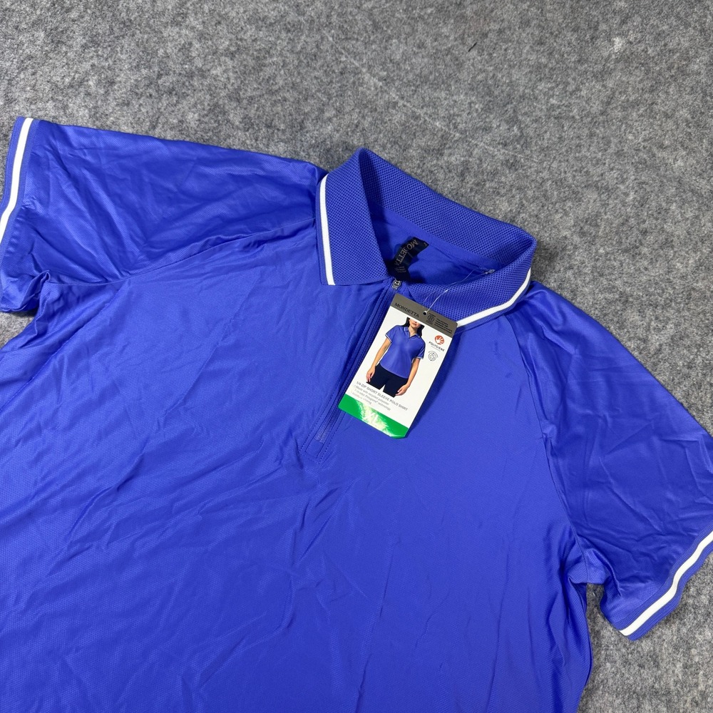 Mondetta Womens XL Royal Blue 1/4 Zip Short Sleeve Polo Shirt Recycled Stretch
